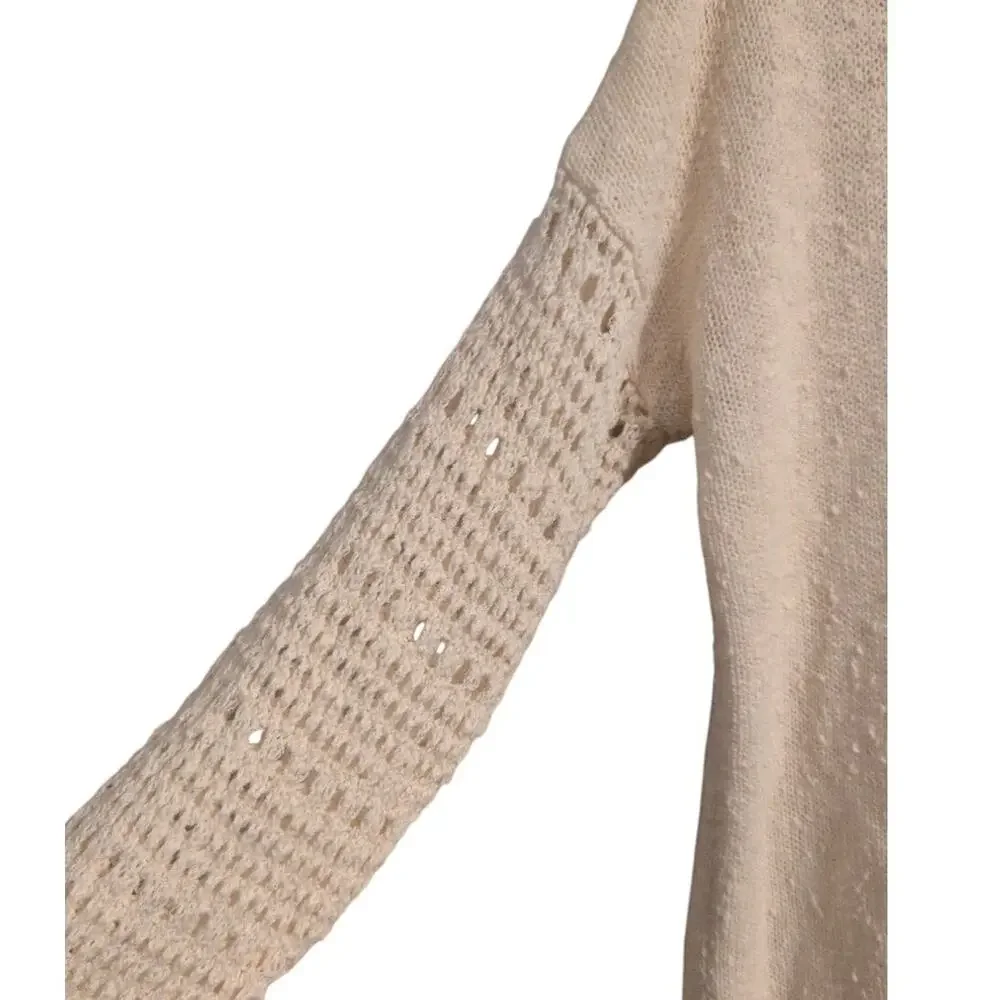 Lucky Brand Crochet-Sleeve Sweater with Back Button Detail – Size XL - Picture 2 of 5